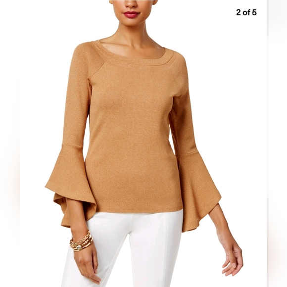 INC International Concepts Tops - INC International Concepts Womens Plus Ruffled Sleeve Knit Sweater Size 2X